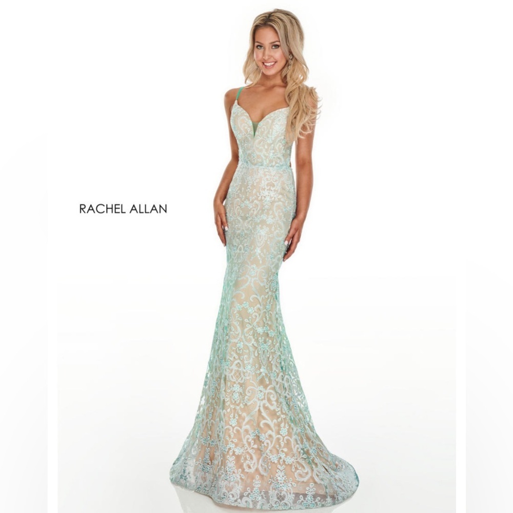Rachel Allan Mint Lace Dress